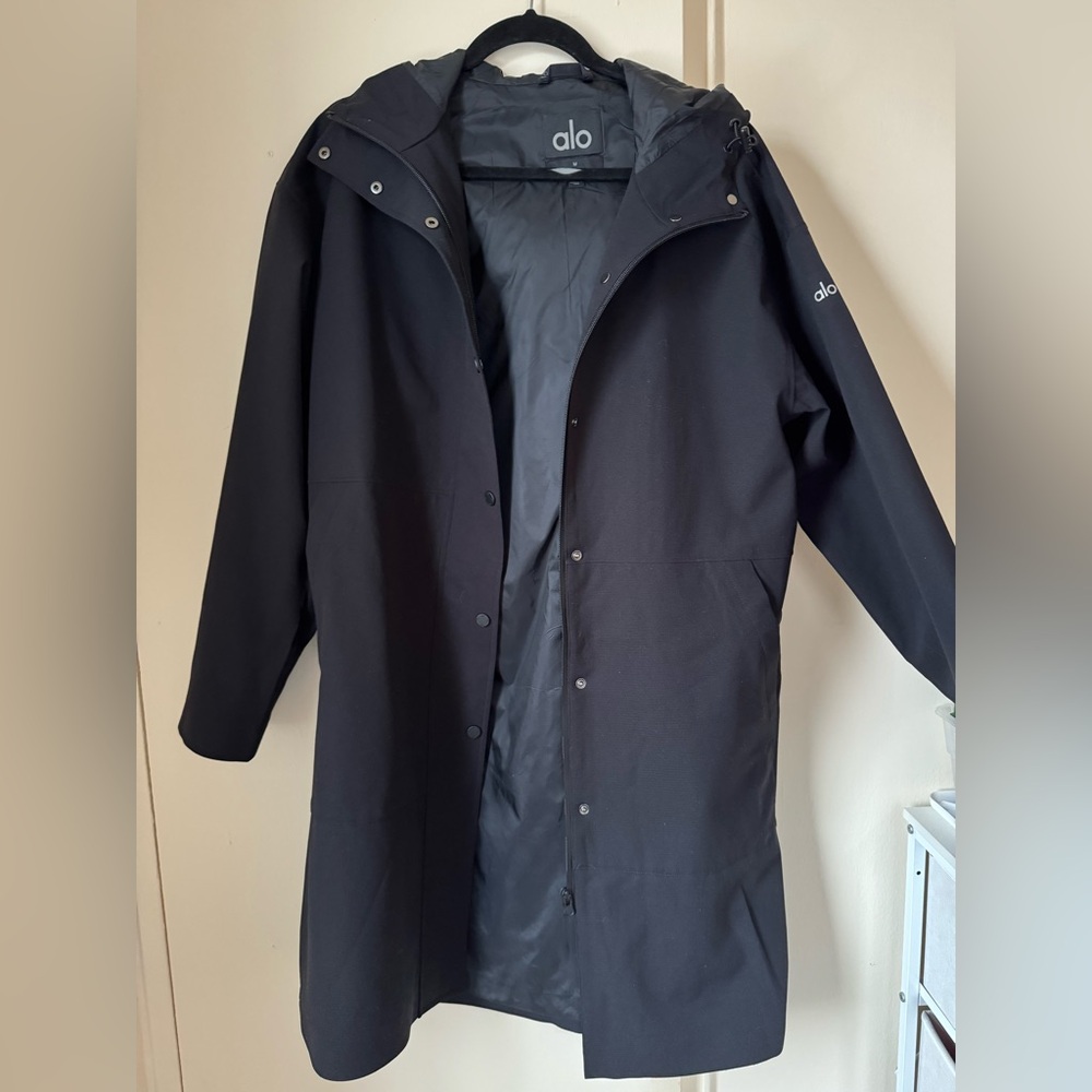 Alo Yoga Rain Or Shine Long Coat – Black – Size M – New